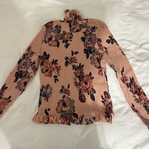 Zara Pink Floral Long Sleeve Blouse